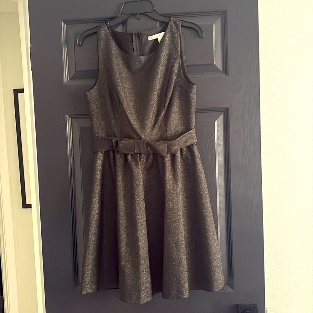 LC Lauren Conrad cocktail dress light gray with a little sparkle and bow belt